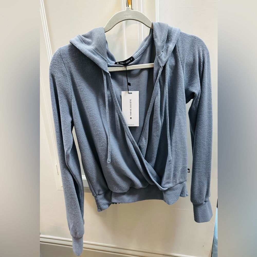 Thrive Societe open front, waffle knit pulll-over NWT